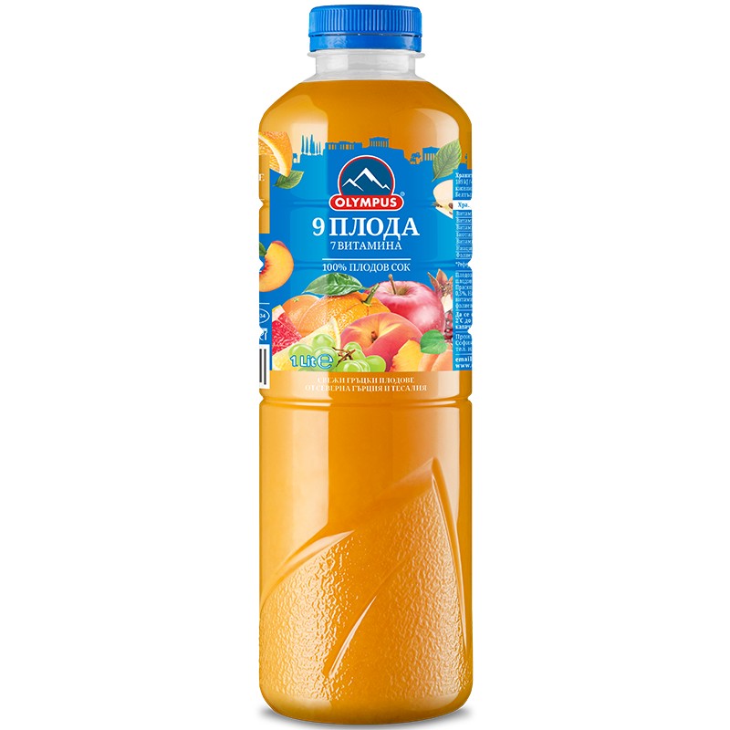 Сок Olympus 9 Плода 100% 1л.